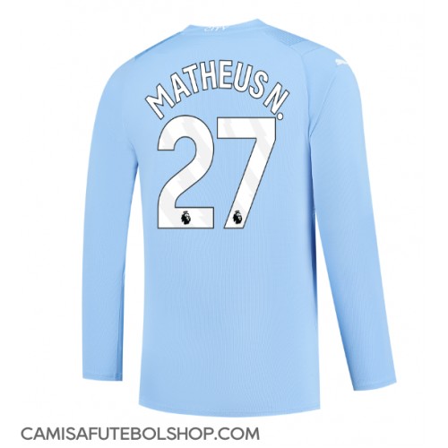 Camisa de time de futebol Manchester City Matheus Nunes #27 Replicas 1º Equipamento 2023-24 Manga Comprida